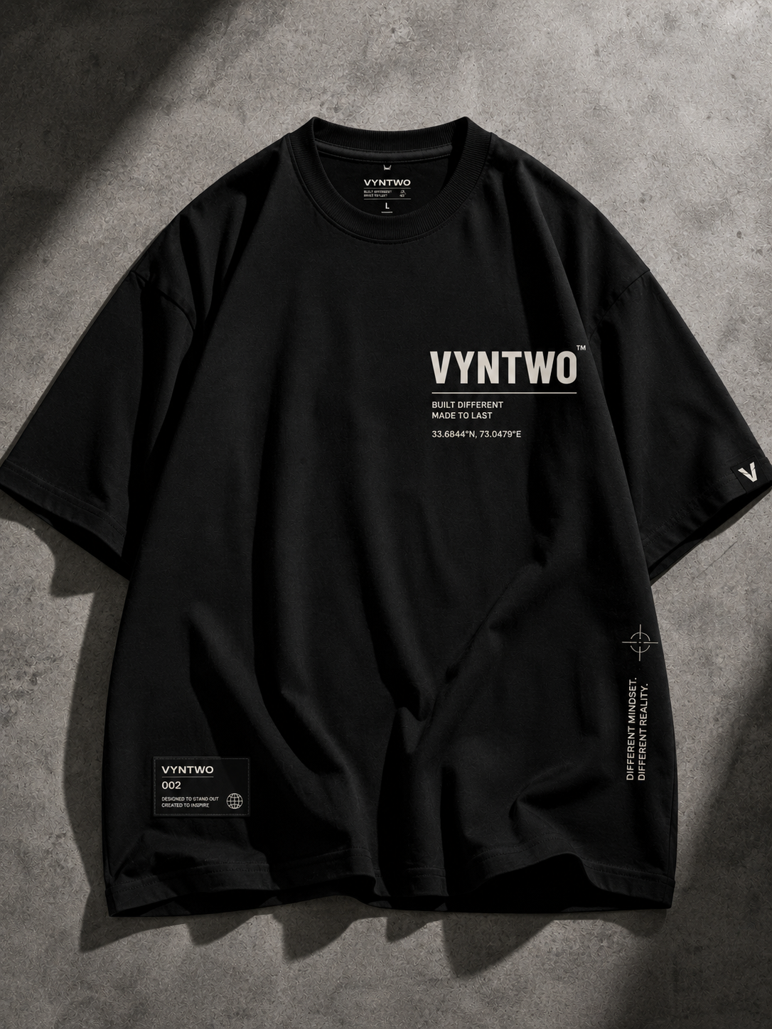 VYNTWO™ Oversized Streetwear T-Shirt – Black